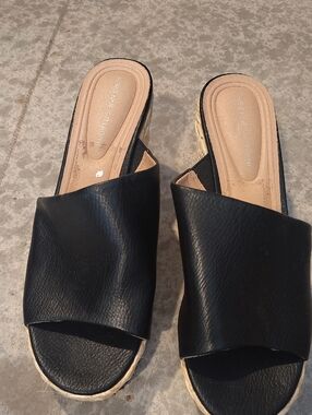 Adrienne Vittadini Black Slip-On Espadrille Mules BRANDNEW